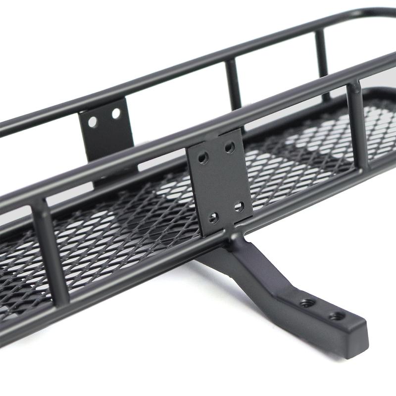 Metal Rear Tire Rack Hitch Cargo Carrier Spare Luggage Basket Suspension for 1/10 Axial SCX10 TRX4 D90 90046 TF2 RC Crawler Car