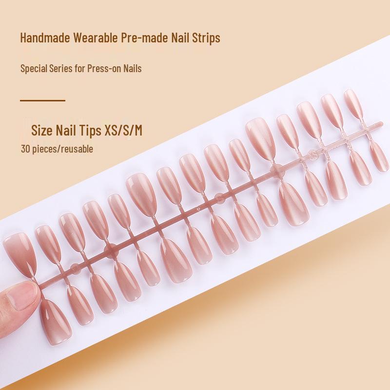 

Cat Eye Wearable Nail Art: 30 Removable Water Drop Shape Tips Glue Type