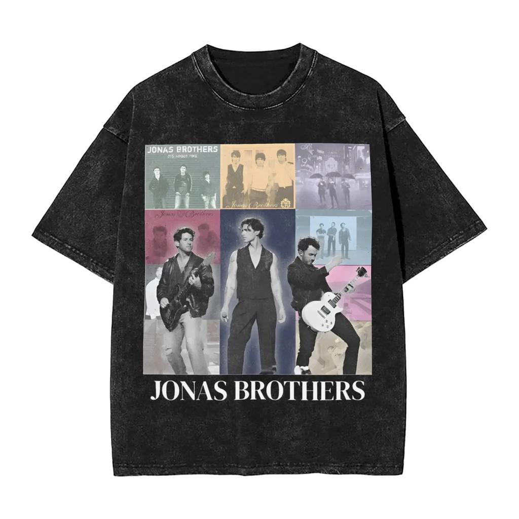 Summer Tee Hot Sale Jonas Brother th Anniversary Poster Print TShirt Unisex Women Vintage Washed Cotton Oversized Harajuku Style