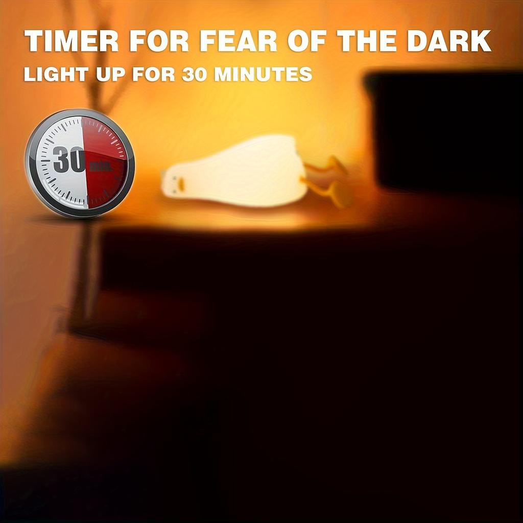 1pc Cute Duck Night Light LED Animal Night Light Silicone Dimmable Timed Bedside Lamp Touch Light