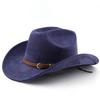 Classic retro belt, western cowboy hat, woolen jazz top hat, men's and women's ethnic style autumn and winter felt hat, big eaves hat