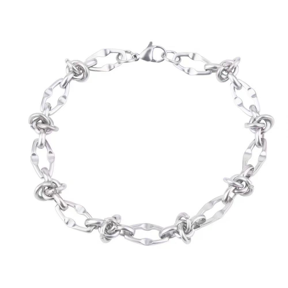 

Hip-hop Cuban knotted titanium steel splicing non-fading bracelet ins trendy niche design men s cold style jewelry women