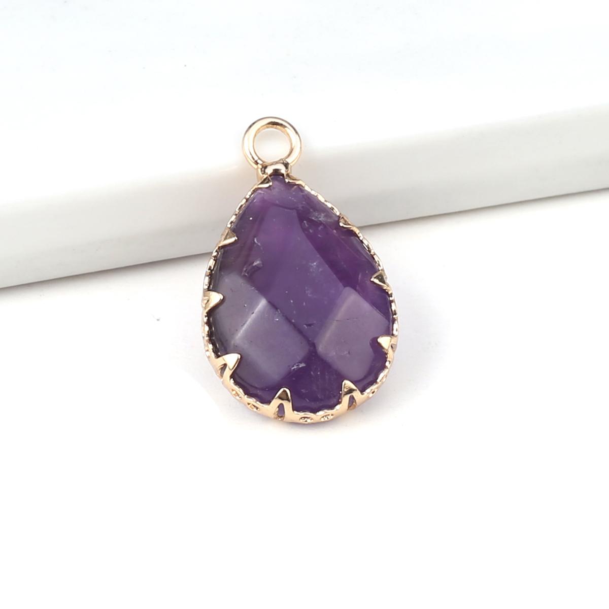 

2 шт., небольшой кулон из натурального камня, граненый кулон в форме капли для изготовления ювелирных изделий, ожерелье, серьги, аксессуар для браслета 2Pcs/Amethyst