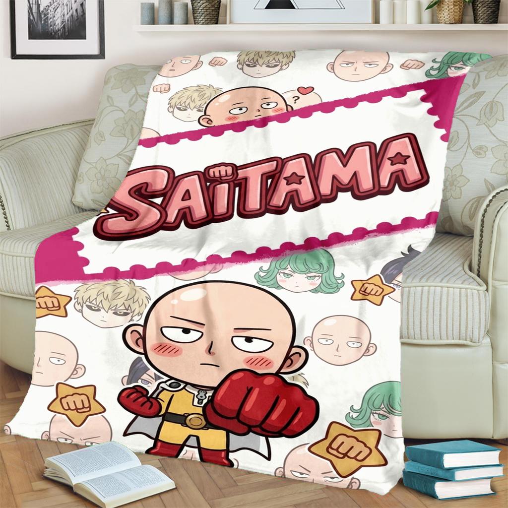 One-Punch Man Print Flannel Blanket Warm Comfortable for Travel, Bedrooms, Chairs, Sofas, Beds, Picnics-kwq170