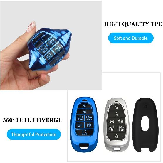 For Hyundai Key fob Cover Fit for 7 Buttons Hyundai Sonata Santa fe Tucson TPU Key Fob Case Protector