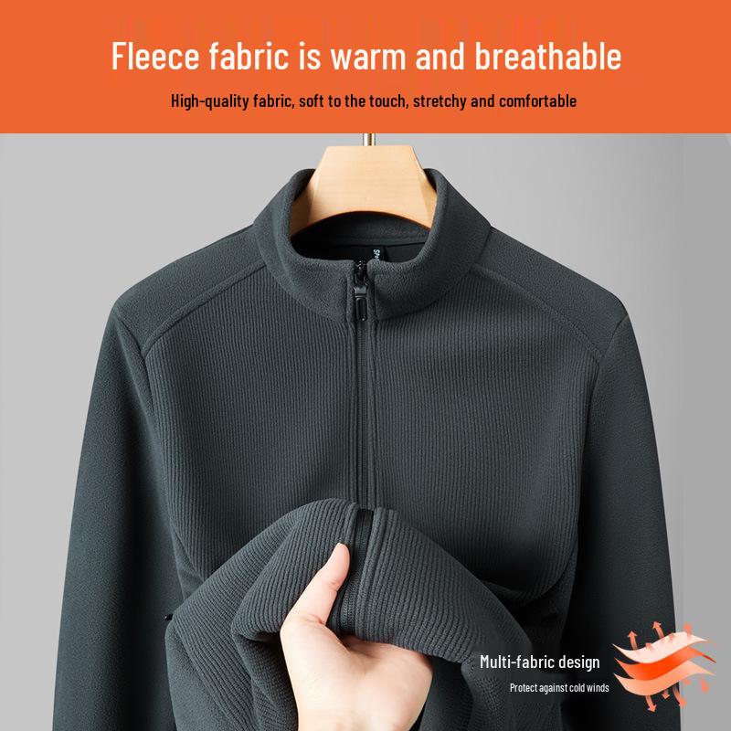 Herrjacka i antistatisk manchesterfleece med ståkrage