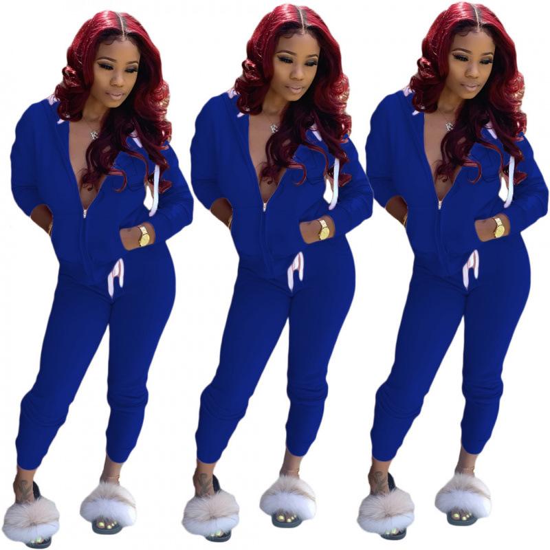 2024 Autumn Hot-Selling Women's Solid Color Hoodie Sweatshirt Sportswear Two-Piece Set
