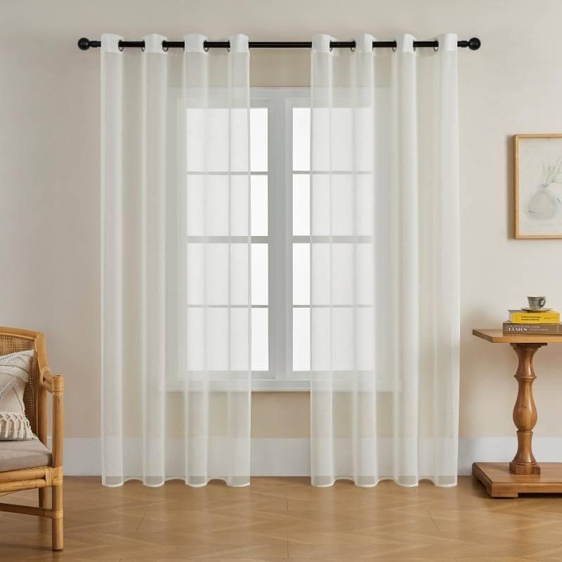 Color Modern Solid Light Transmission Curtain Bedroom Living Room Sheer Semi