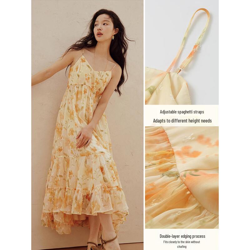 INMAN Women's Floral V-Neck A-Line Maxi Dress
