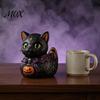Dárek na Halloween Půlnoční čarodějnice Kočka Kachna Figurka, Strašidelná Černá Soška pro Vnitřní Stolní Dekoraci s Dýňovou Lucernou, Dekorace Domácí Kancelář