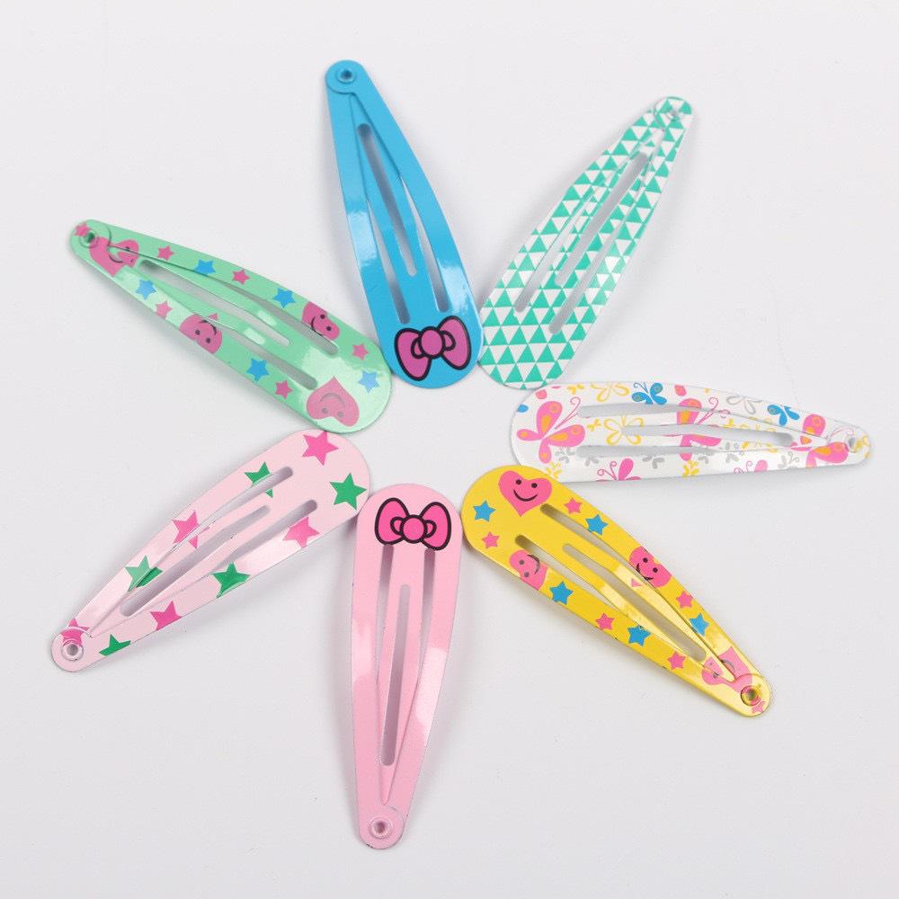 Korean Style Printed Snap Clips: Fashion Hair Accessories for Children