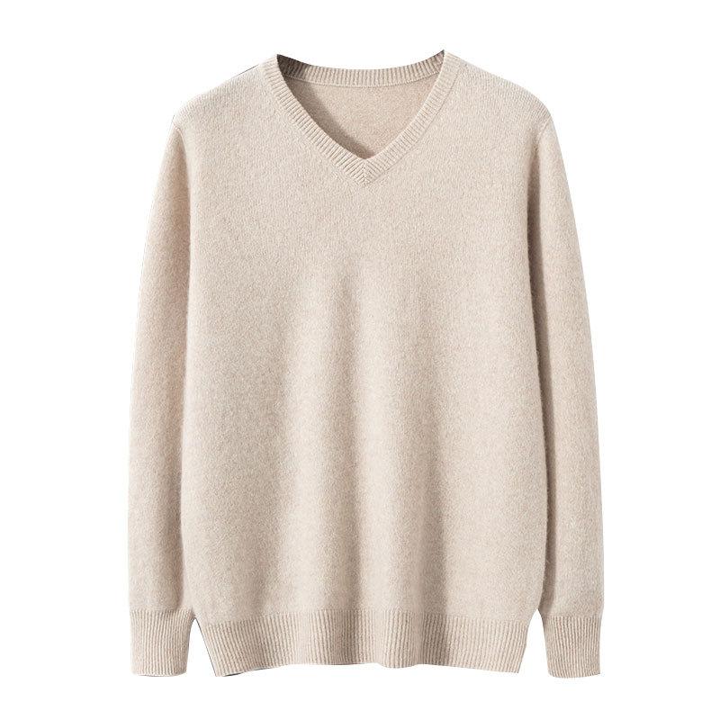 First-line Ready-to-wear Thickened V-neck Cashmere Sweater Loose Wool Knitting