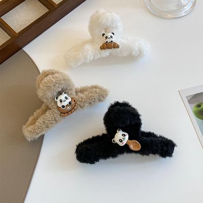 Neue süße Panda Plüsch Haarspange für Damen Winter Cartoon Vielseitige Krabben Haarspange Haarnadel Mädchen Pferdeschwanz Haarschmuck