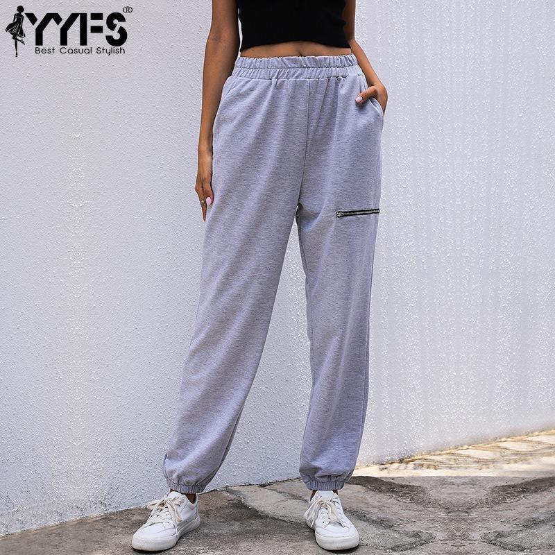 YYFS Pantaloni e capris alla moda da donna, casual, a vita alta