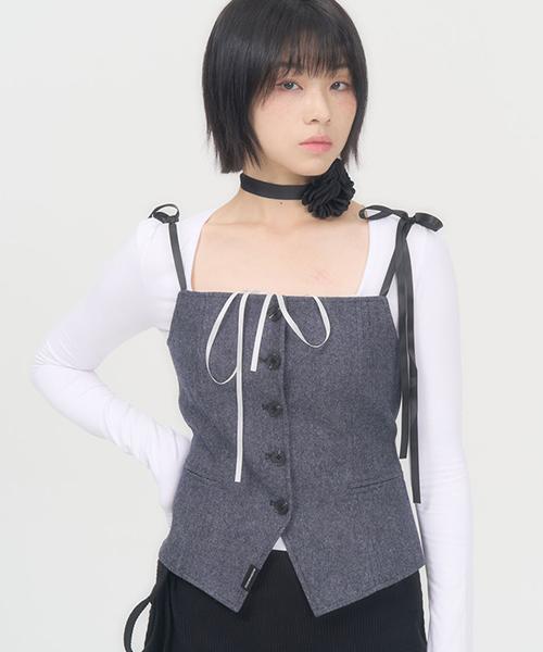 G Museum Ribbon Button Top (Blue) Blue/M
