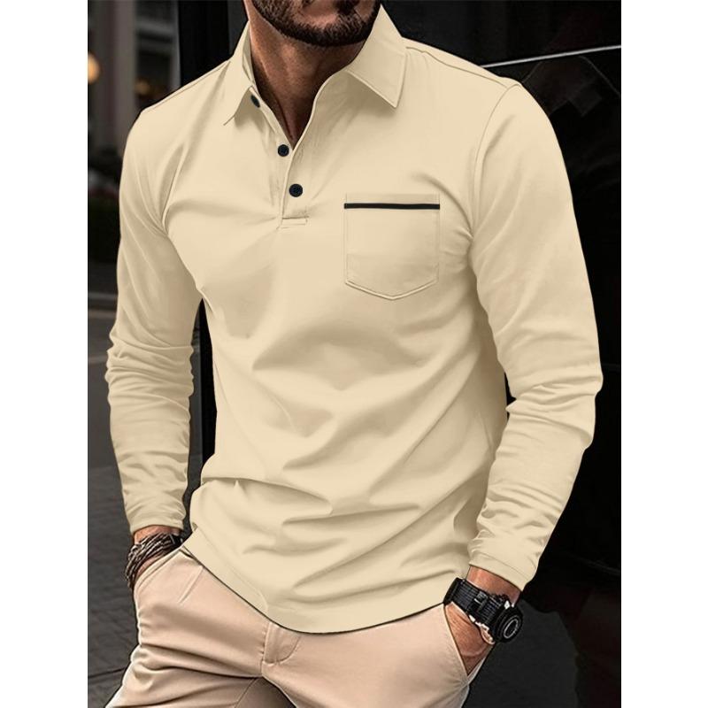 

Spring Long Sleeve V-neck Casual Top for Men with Button Pockets XXXXL