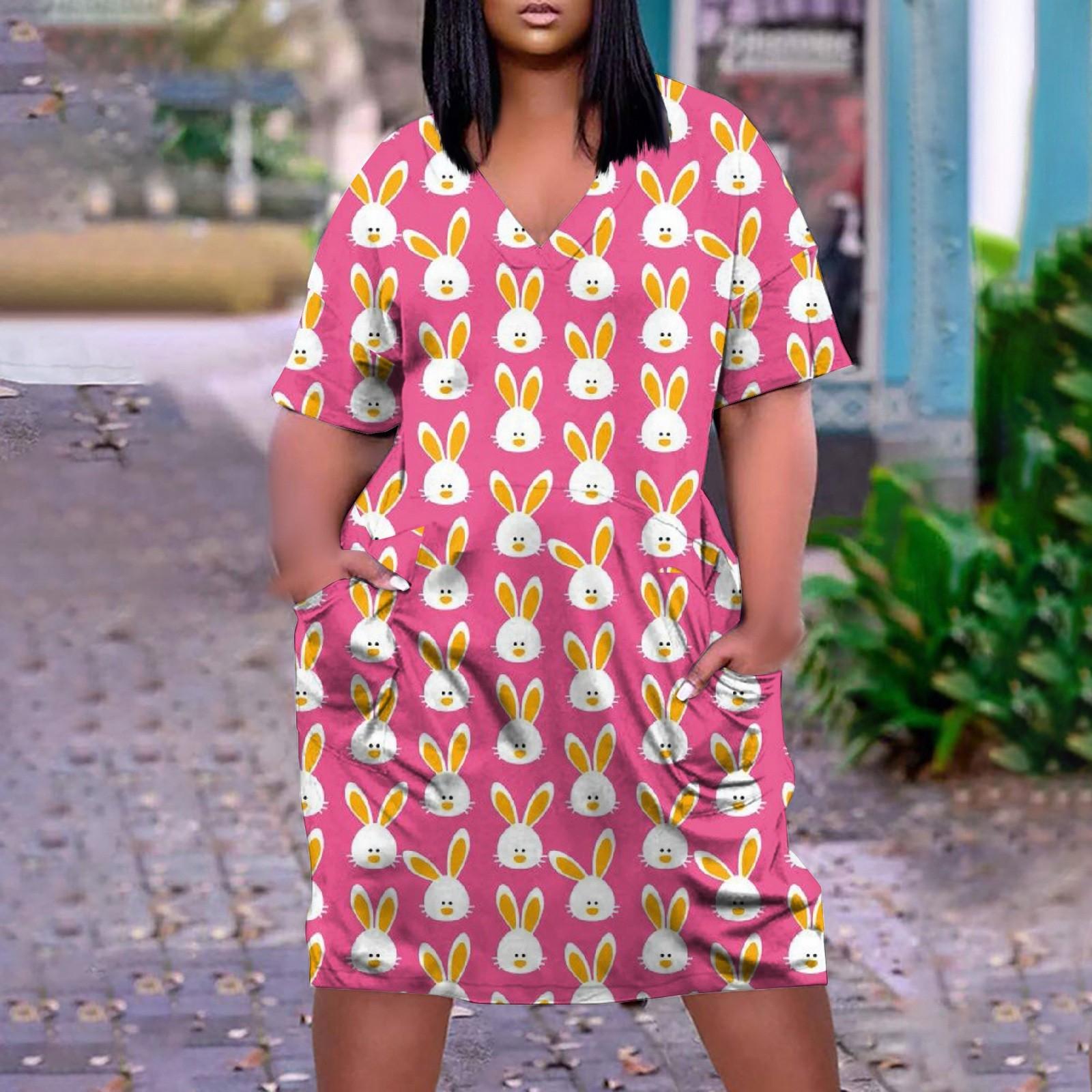 Женское летнее повседневное платье больших размеров с v-образным вырезом и коротким — фото 11