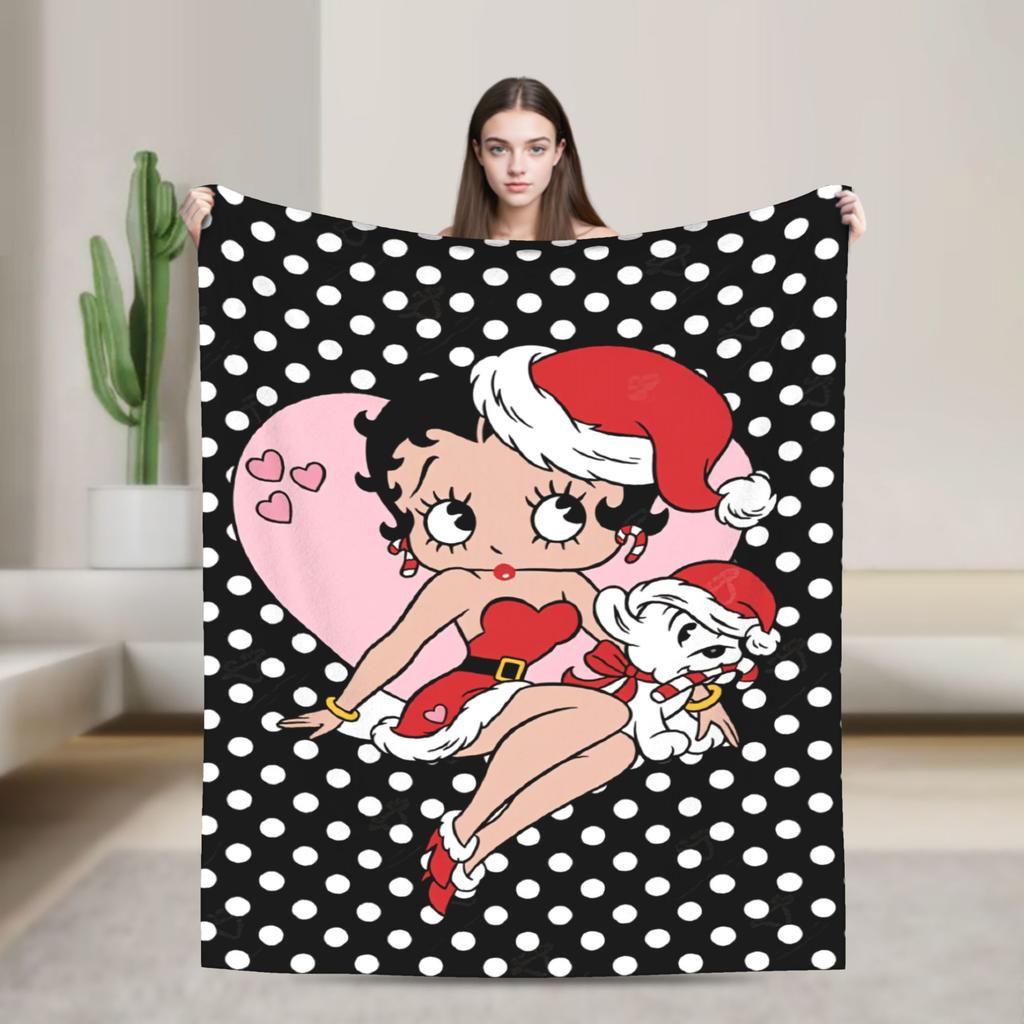 Warm Blanket Camping B-Bettys Boops Throw Blanket  Flannel Bedspread For Living Room Comfortable Sofa Bed Cover