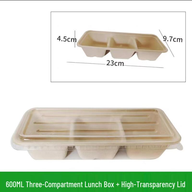 Disposable 3-Compartment Pulp Takeout Boxes