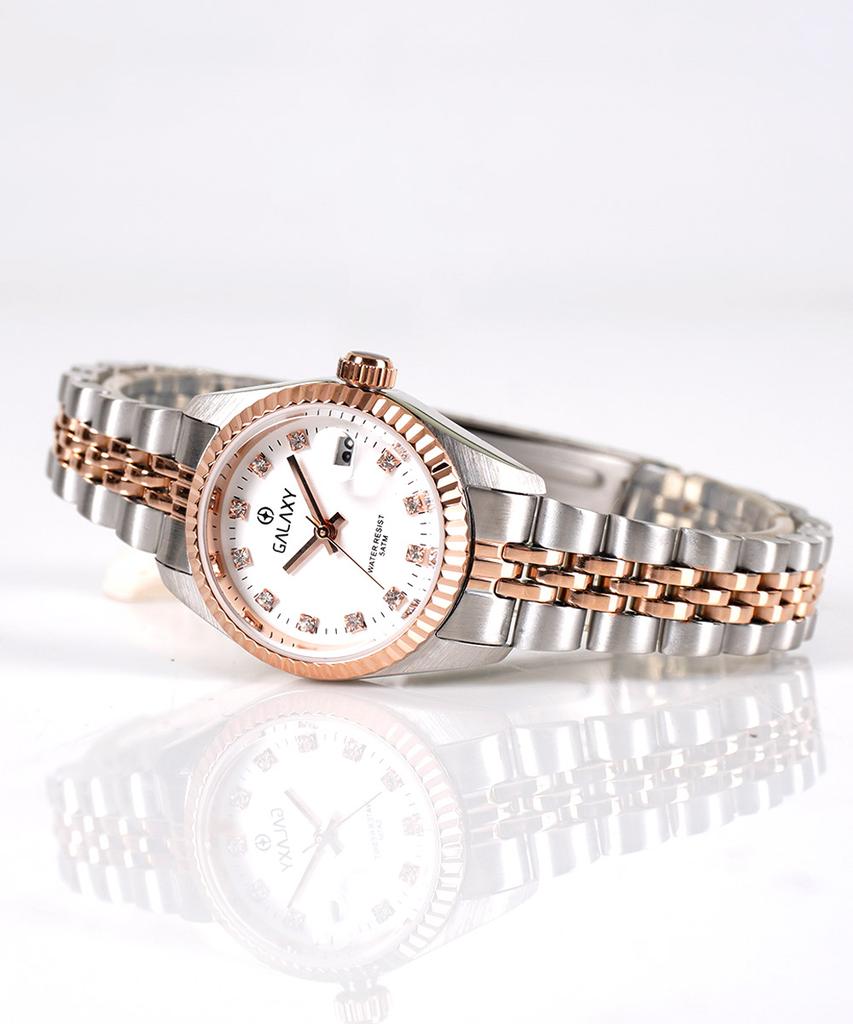 Gaelleogsi 5 Atm Couple Watch Women'S Metal Wristwatch Qt7013Fe