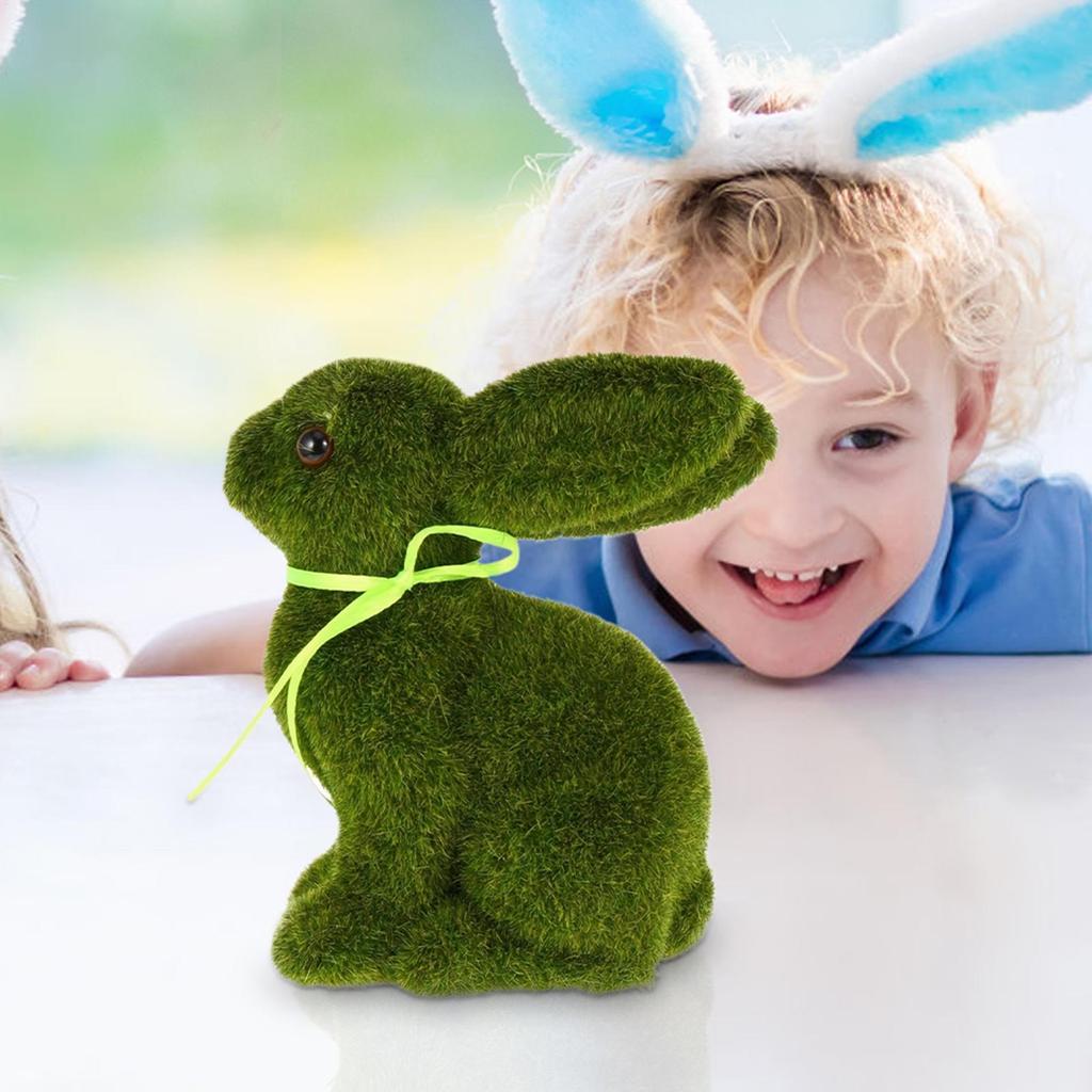 New Flocking Simulation Moss Stereoscopic Simulation 15cm Green Bunny Holiday Decoration Apply To Gardening Home Ornament