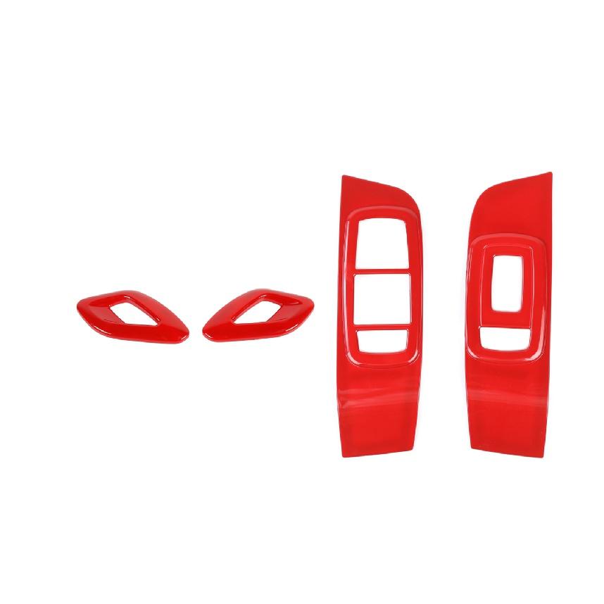 

Кнопка переключателя подъема окна, украшение, внутренняя крышка ручки двери для Dodge Challenger 2015-2022, молдинги салона автомобиля красный