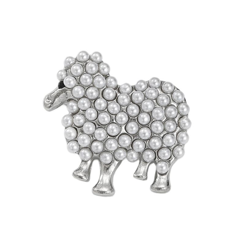 Delicate Faux Pearl Inlaid Sheep Brooch Lightweight Durable Lapel Pin for Graduation Party Daily Outfit Women Accessory