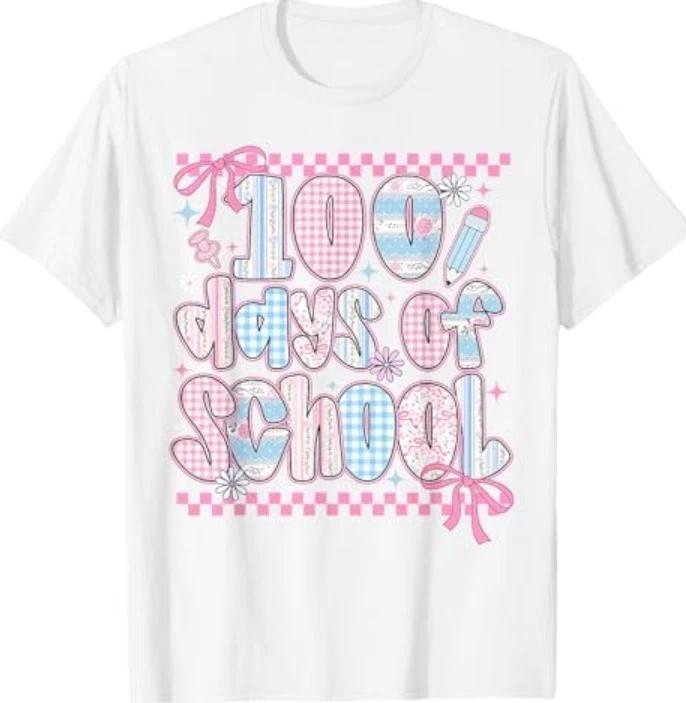 Coquette Happy 100 Days of School Girls 100th Day Teacher T-Shirt