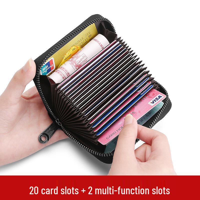 Genuine Leather Multi-Card Holder for Men & Women with Customizable Slots