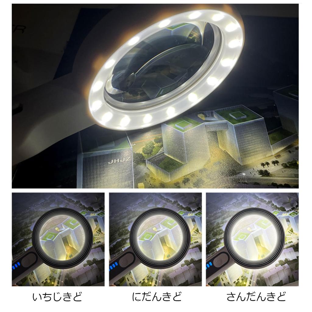 Siawadeky Handheld Magnifying USB 30x with LED 3 Dimmable Easy Magnifying Suitable for Children and Suitable for Newspaper Insect Precision Lens