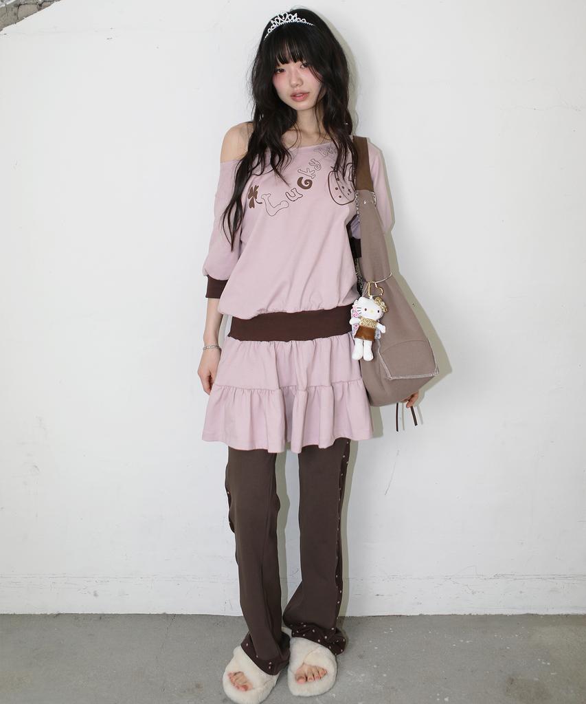 Nofficial Noffice Slouch Tiered Mini Dress Pale Pink