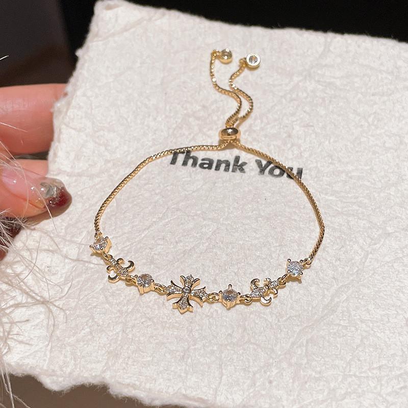 Iris Blume Zirkon Kreuz Verstellbares Armband Für Frauen Modeschmuck Geschenk Für Sie