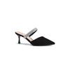 French high-heeled cool slippers women's 2025 spring temperament flash rhinestone thin heel pointed single shoes sexy bag head half drag
