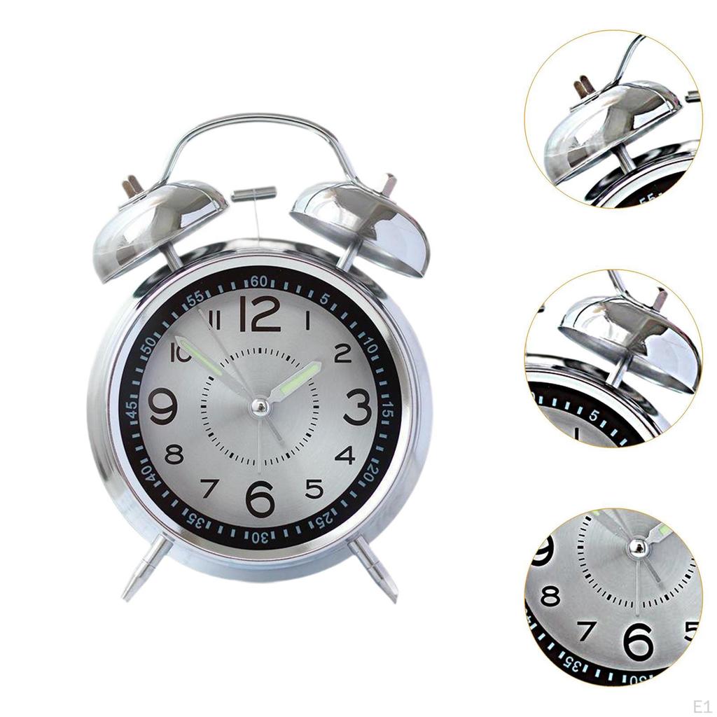 Retro Style Analog Alarm Clock Silent Non Ticking Analogue Home Decoration for