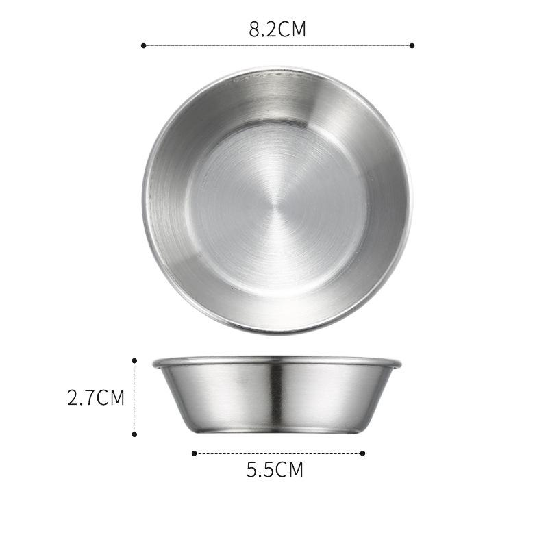 

Круглая тарелка для приправ из нержавеющей стали, серебряные миски для макания, кетчуп, соус, приправы, контейнер, поднос для закусок