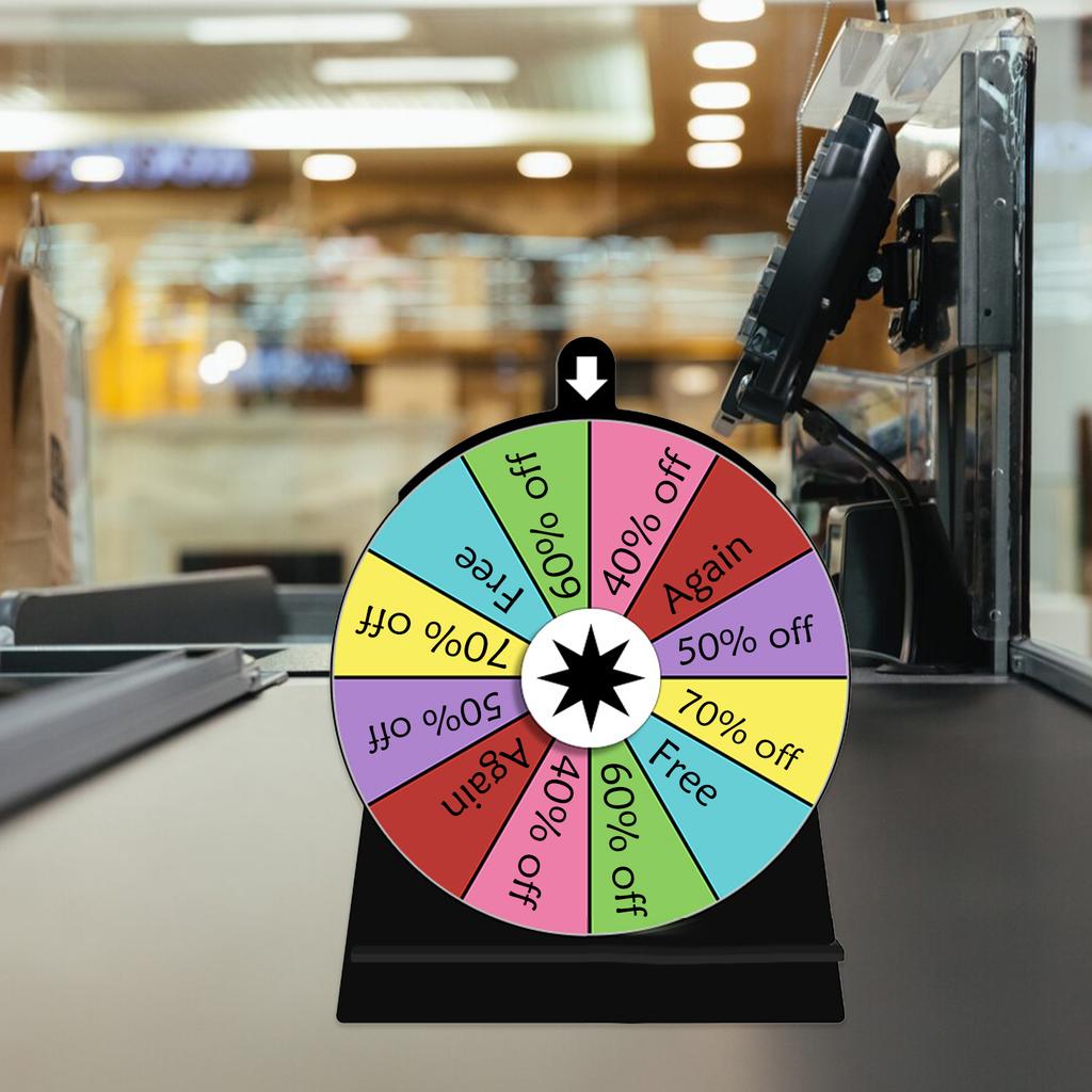 Prize Game Wheel with Stand Acrylic Editable Colorful Tabletop Spinning Wheel for Fortune Spinning Game Carnival