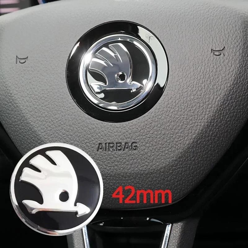 

2025 New 42mm Car Steering Wheel Center Logo Emblem Sticker Decals for Skoda Octavia VRS Rapid Kodiaq Fabia Karoq Superb Kami Ac