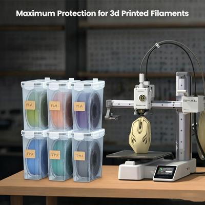 4Pcs Airtight 3D Printing Filament Container Dustproof Waterproof Filament Storage Organizer Moisture Proof Transparent
