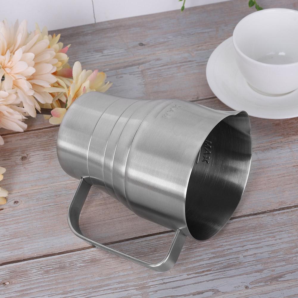 Coffee Pitcher Cup Household Silver Stainless Steel Coffee Frothing Pitcher Milk Frothing Cup with Scale 900ml