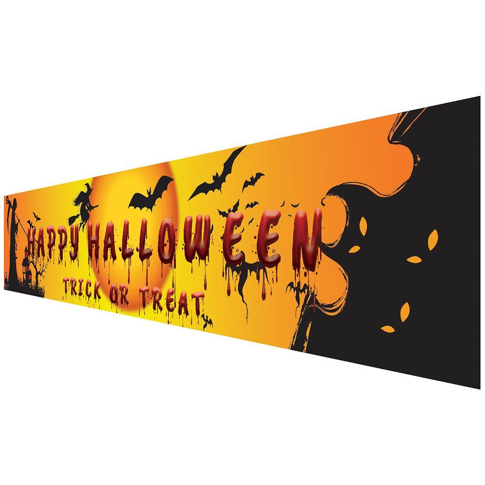 250cm/8.2Ft Happy Halloween Indoor Outdoor Yard Hanging Decor Halloween Banner Flag Banner Halloween Decorations Pull Flag