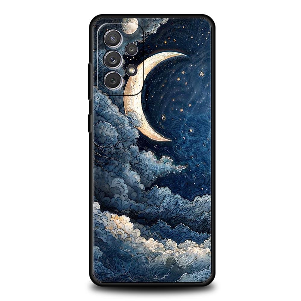 Moon Cloud Comic Style Case for Samsung A57 A37 A51 A71 A21S A17 A11 A15 A25 A41 A23 A33 A53 A73 A07 A05S A13 A35 A55 5G Cover