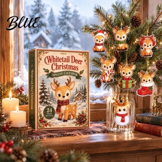 Winter Wonderland Tree Countdown Calendar Christmas Advent Whitetail Deer Decorations 2D Calendar 24-Day with 24