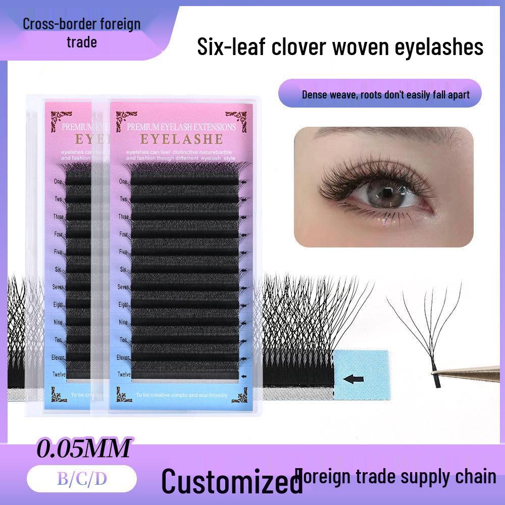 

Six-Leaf Clover Mesh Eyelashes: Natural, Dense, No Scattered Roots or Blooming 0.05 B Curl