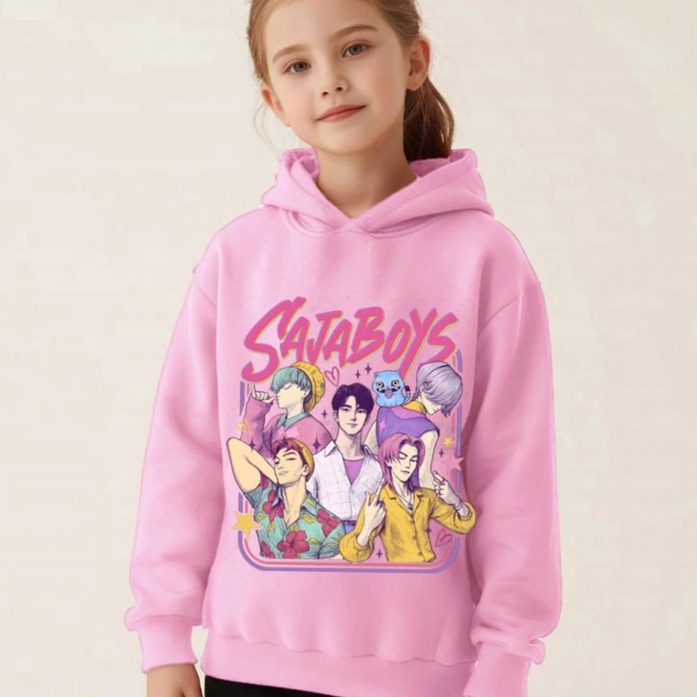 K-pop Demon Hunters Hoodies Boys Girls Long Sleeve Outerwear Saja Boys Print Hooded Coat for Children Fashion Pullover Kids Tops