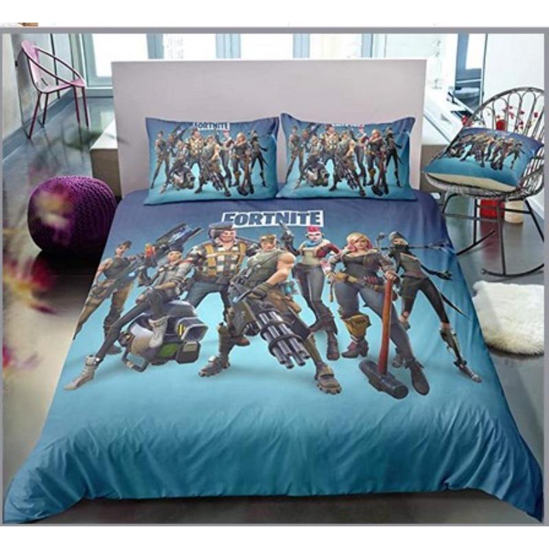 Ensemble de literie Fortnite Housse de couette Taie d'oreiller Décoration dessin animé de jeu Couvre-lit Housse de couette de chambre Ensemble de literie Cadeau de Noël pour enfants