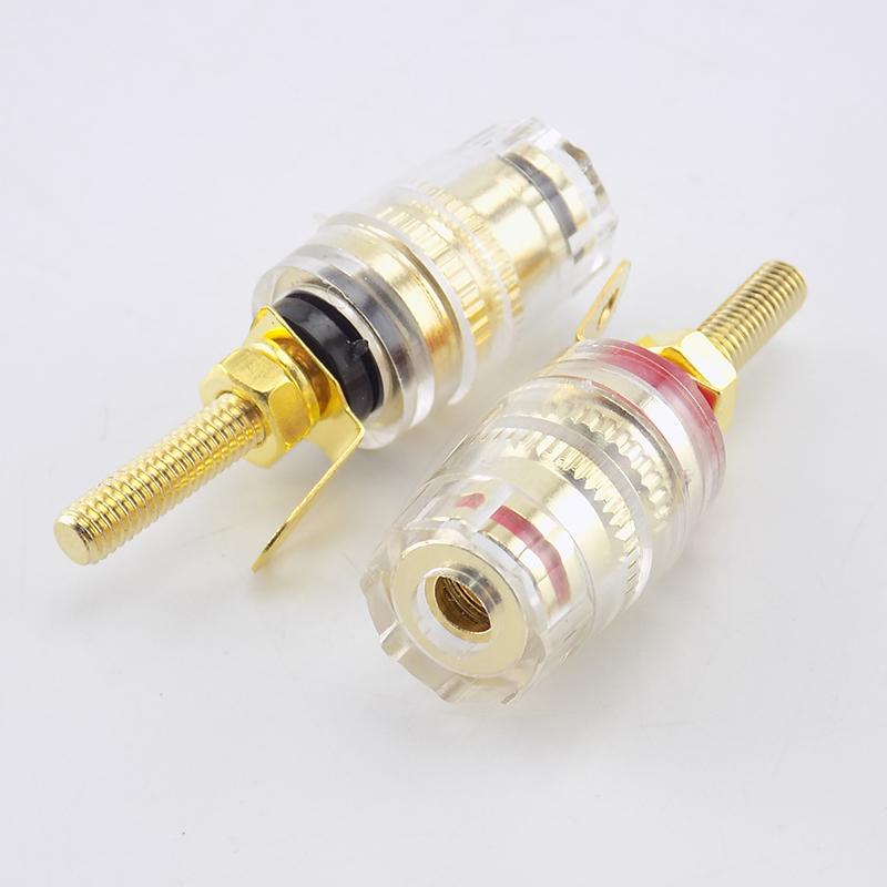 4MM 1pair Red+black Banana Plug Socket Jack Connector Thread Medium Amplifier Speaker Terminal Binding Post Audio