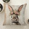 Easter Decoration Pillowcase 2D Flat Print Rabbit Pattern Polyester Sofa Bedroom Decoration Exquisite Cute Cushion Cover