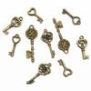 40pcs Key Charms Pendants Antique Bronze plated  Metal Retro Slower Heart Keys Charm DIY Jewelry Making Accessories Necklace