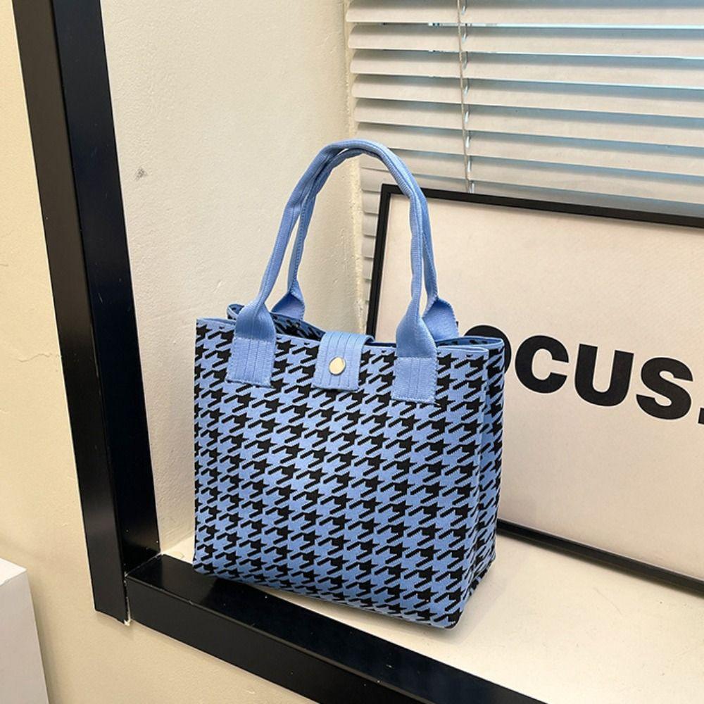 Tote Bag Houndstooth Handbags Large Capacity Shoulder Bag Simple Geometric Cloth Bag  Storage Bag