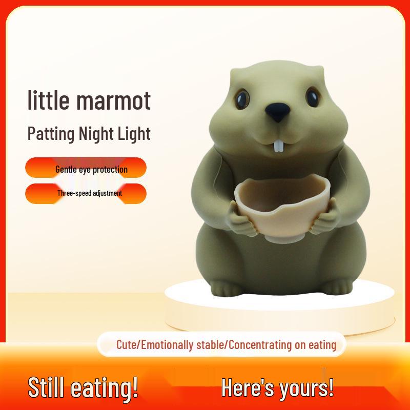 

Adorable Marmot Silicone Table Lamp - Soft, Cute Cartoon Pet Atmosphere Light for Bedside Color Light Marmot